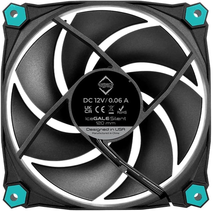 Iceberg Thermal IceGALE Silent 120mm Gehäuselüfter optimierter Airflow 3er-Pack, Schwarz, Silent