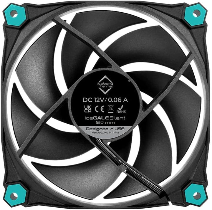 Iceberg Thermal IceGALE Silent 120mm Gehäuselüfter optimierter Airflow 3er-Pack, Schwarz, Silent