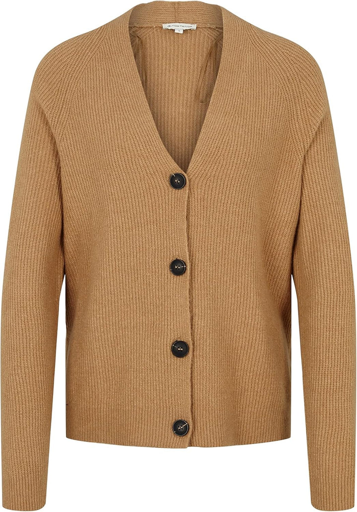 TOM TAILOR Damen Basic Cardigan XL 30263 - Soft Light Camel Melange, XL 30263 - Soft Light Camel Mel