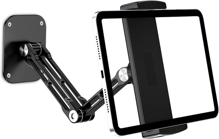 Lucrave Tablet Wandhalterung, Aluminium ausziehbare iPad Wandhalterung, mit 360° drehbarer Basis ein