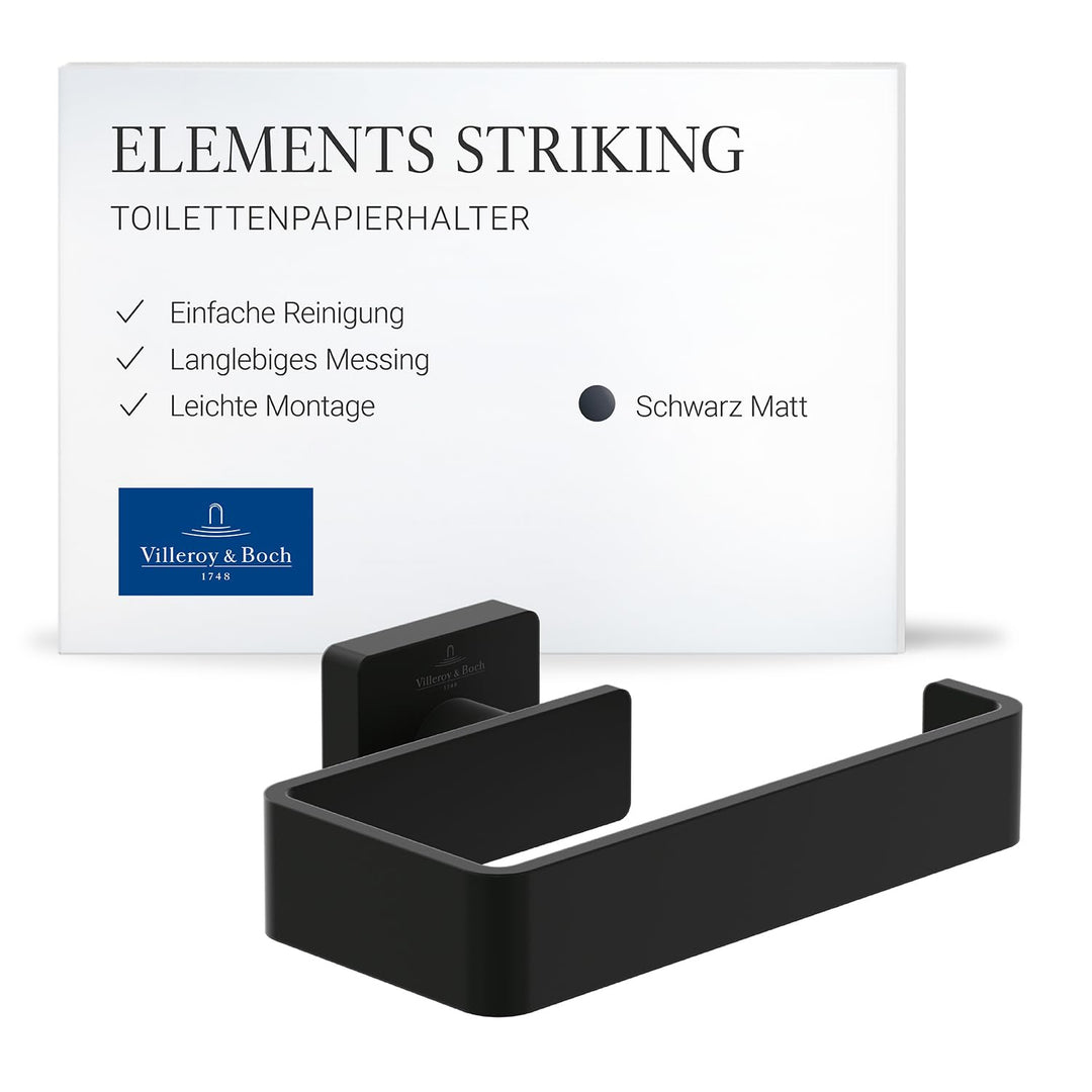 Villeroy &amp; Boch Elements - Striking Toilettenpapierhalter ohne Deckel, Klopapierhalter für Wandmonta