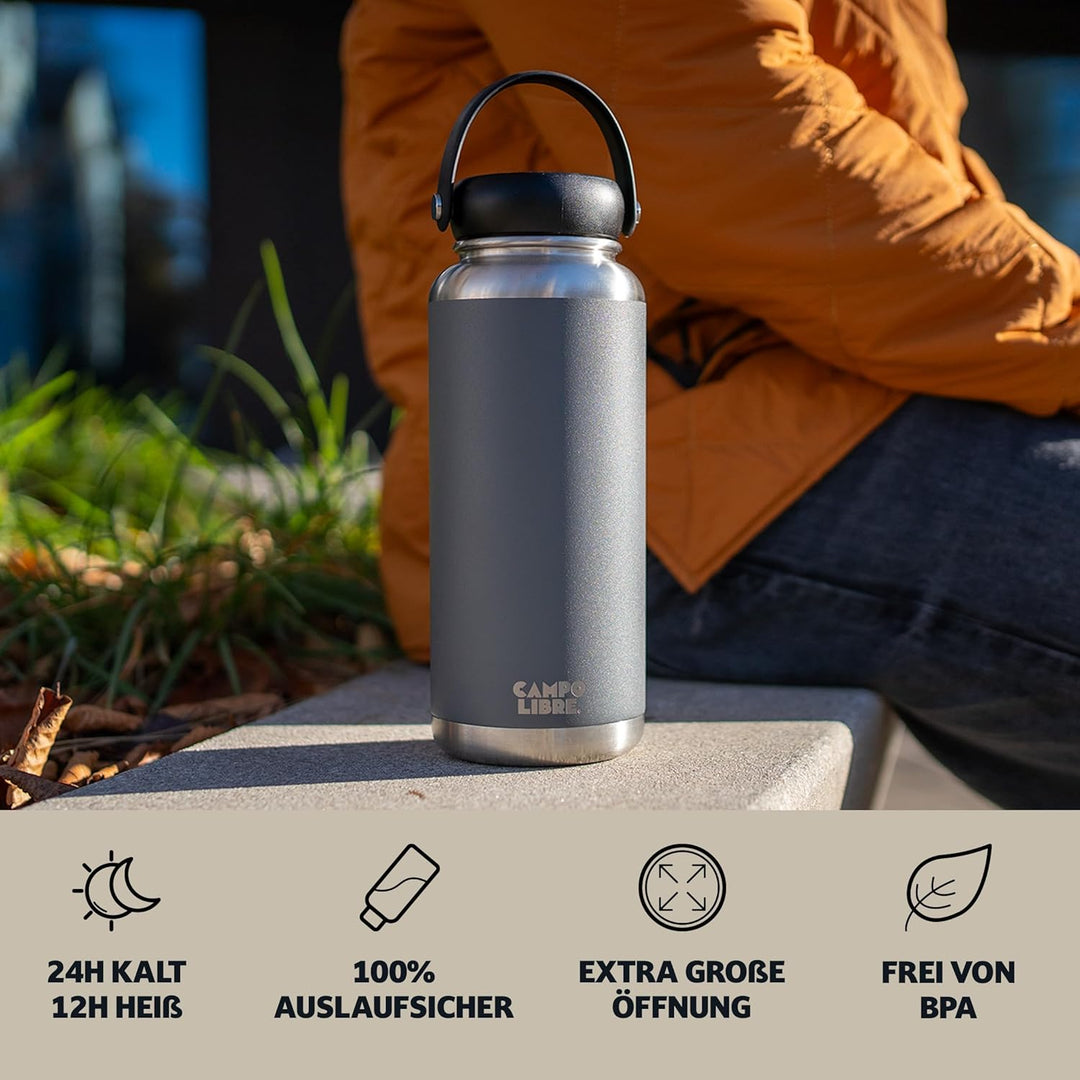 Campo Libre.® Umberto | Premium Edelstahl Thermoskanne 1l | 12h heiss/eiskalt | Thermosflasche | iso