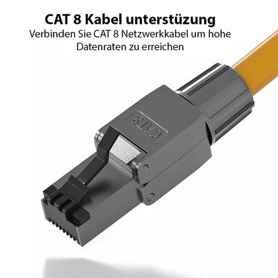 RedStar24 RJ45 Stecker Werkzeuglos CAT 7 CAT 8 Netzwerkstecker für Verlegekabel CAT8 CAT7 CAT6a LSA