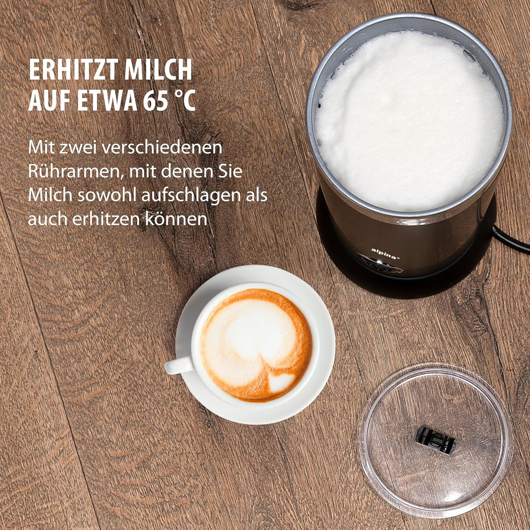 alpina Elektrischer Milchaufschäumer - 230V/450W - 3-in-1 Milchschäumer - Aufschäumer 300 ML - Kalte