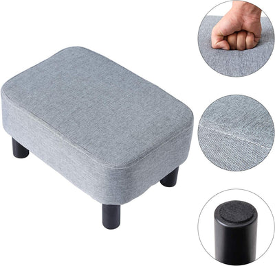 IBUYKE Kleiner Fusshocker, Hocker aus Leinenstoff, rechteckiger Ottoman mit gepolstertem Sitz, Kiefe