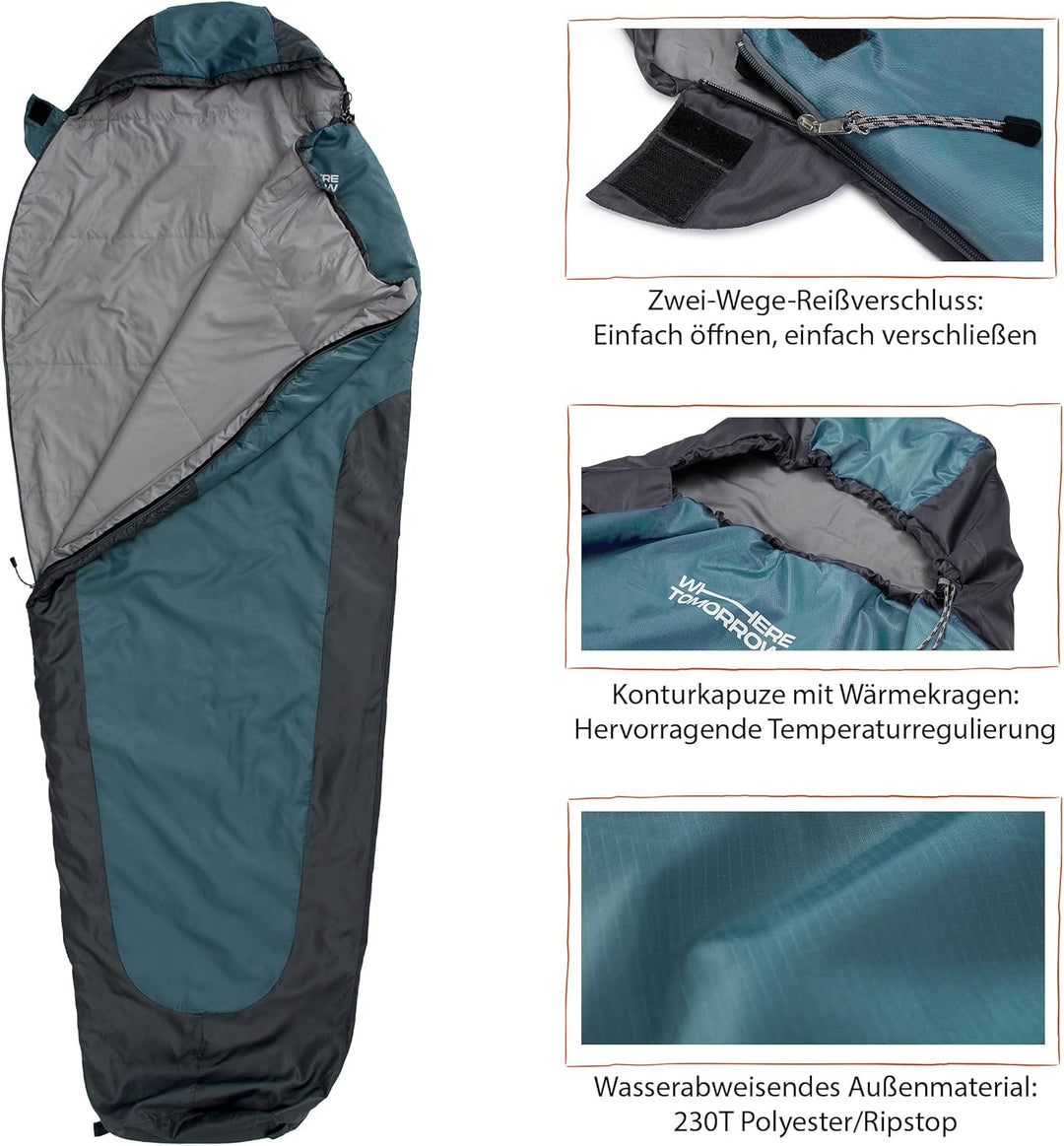 Where Tomorrow Ultraleicht Schlafsack | Outdoor Sommerschlafsack | Camping, Festival, Reise | 3-4 Ja