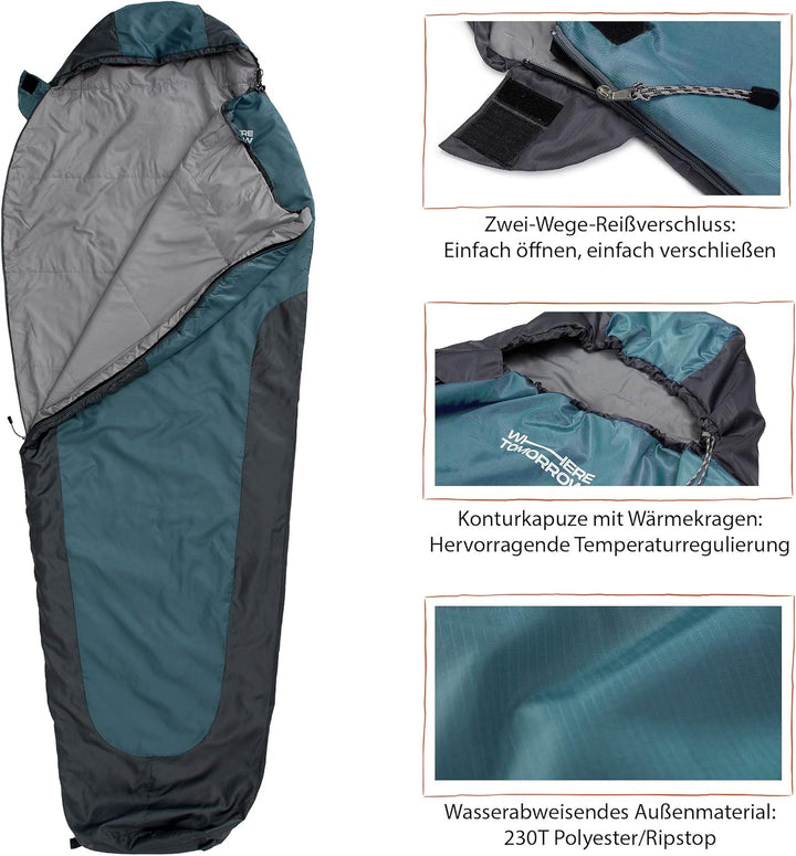 Where Tomorrow Ultraleicht Schlafsack | Outdoor Sommerschlafsack | Camping, Festival, Reise | 3-4 Ja