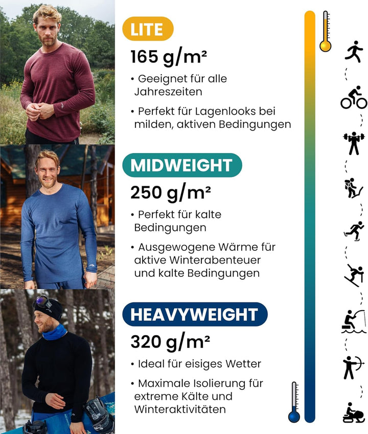 Merino Unterwäsche Herren - Lange Unterhosen Herren Merino Thermounterwäsche + Wollsocken Charcoal G