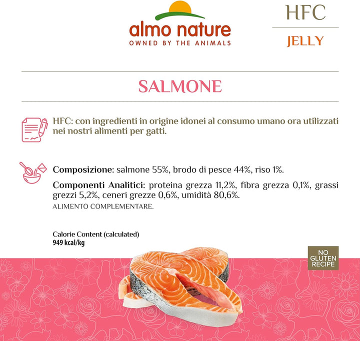 Almo Nature HFC Jelly Katzenfutter nass - Lachs 24er Pack (24 x 70g) Lachs 70 g (24er Pack), Lachs 7