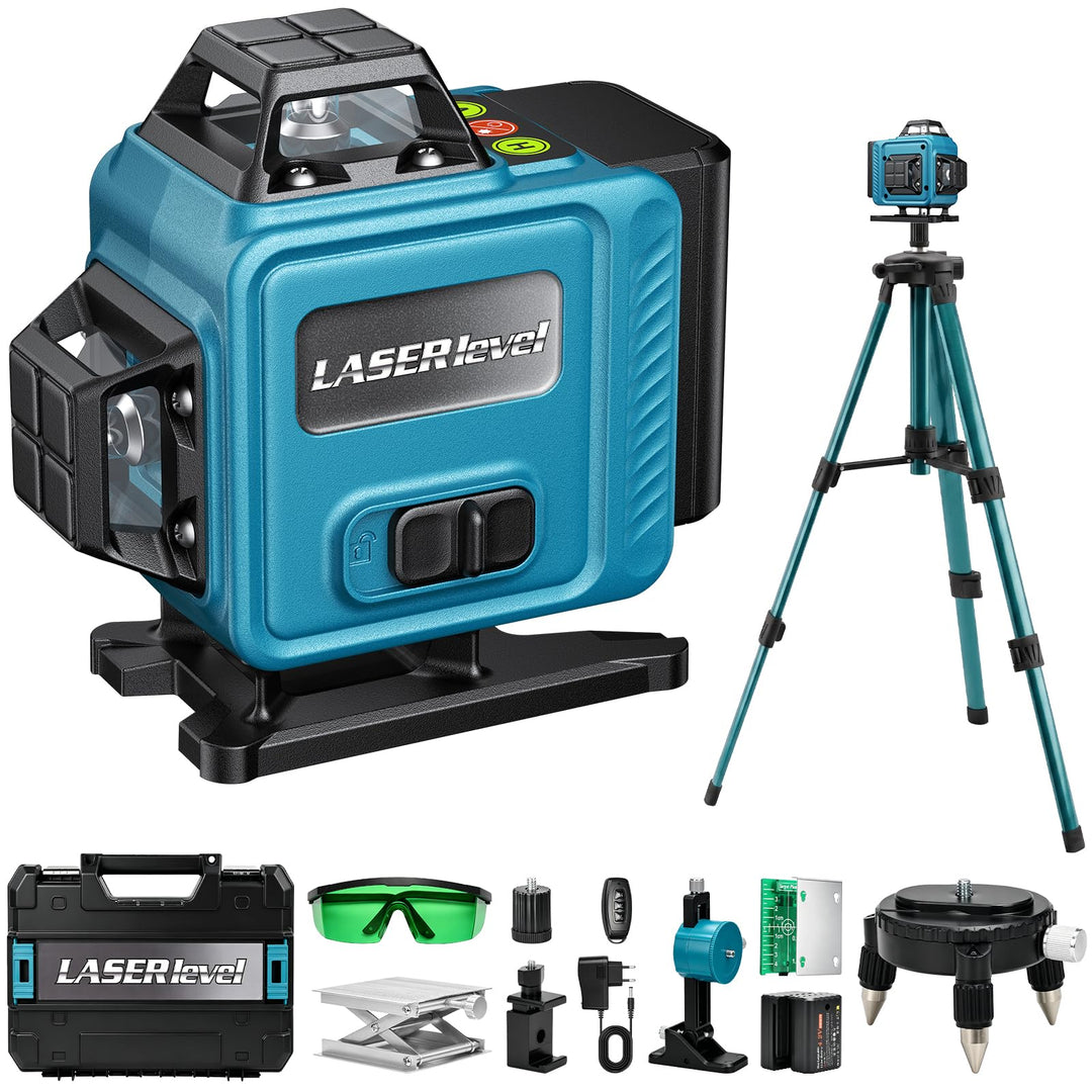 Kreuzlinienlaser Grün mit Stativ, 4 x 360 ° 16 Linien Laser Wasserwaage, Linienlaser Kreuzlaser Selb