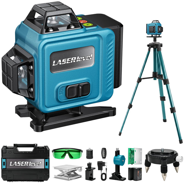 Kreuzlinienlaser Grün mit Stativ, 4 x 360 ° 16 Linien Laser Wasserwaage, Linienlaser Kreuzlaser Selb