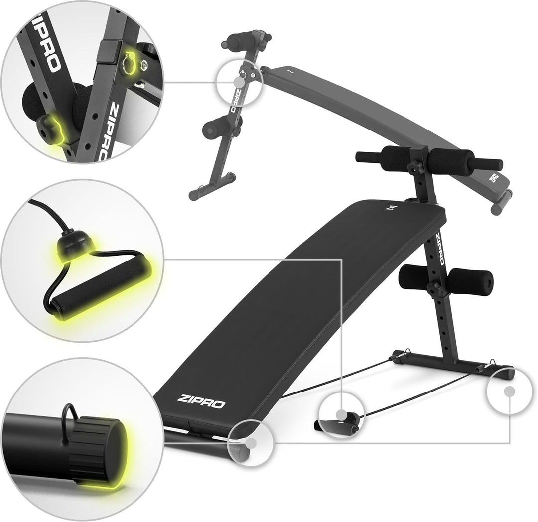 Zipro klappbare Trainingsbank, Bankdrücken, Fitnessbank, Multifunktion Sit up bank, Fitnessgeräte, F