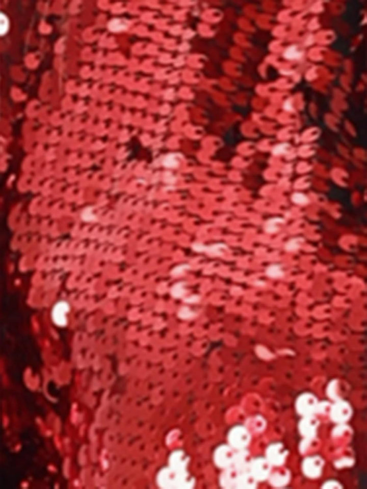 Allegra K Damen Bolero Pailletten Glitzer Shrug Party Crop Jacke L Rot, L Rot