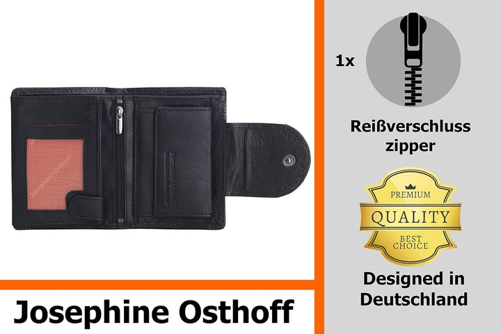 Josephine Osthoff Geldbörse Damen Wiener Schachtel, Platz für 11 Karten, Minibrieftasche mit Münzfac