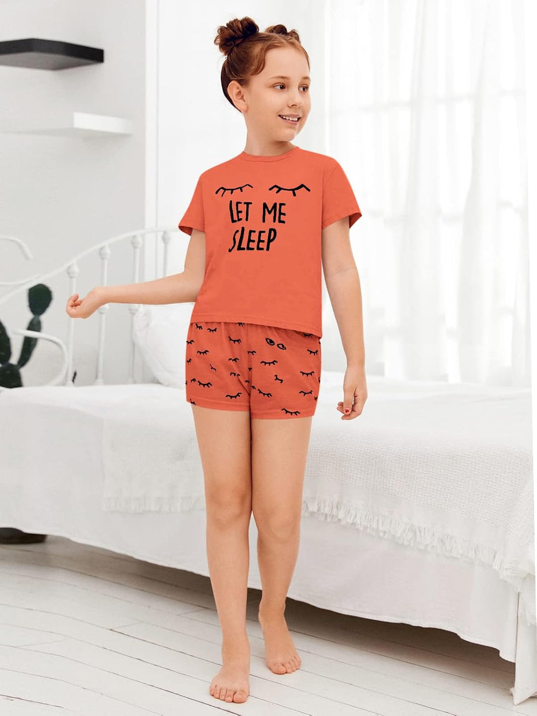 Haloumoning Mädchen Schlafanzüge Sommer Niedliche Shorts Set Bequem Kurzarm Cartoon bedrucktes Pyjam