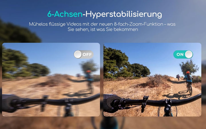COOAU Action Cam HD 4K 64MP WiFi EIS Stabilisierung mit externem Mikrofon Unterwasserkamera 40M mit