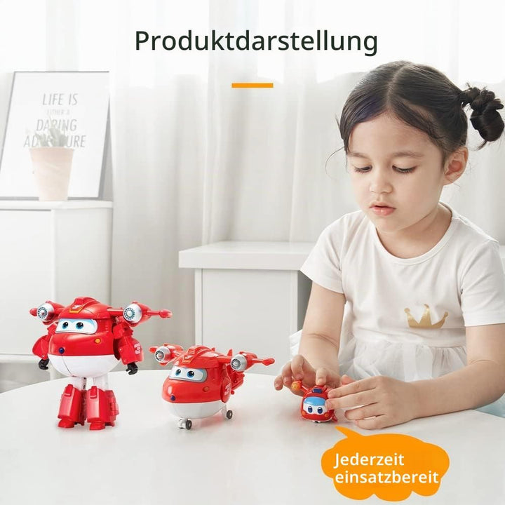 Super Wings Transforming Flugzeug Supercharged und Super Pet Jett, Spielzeug für Kinder ab 3 Jahren,