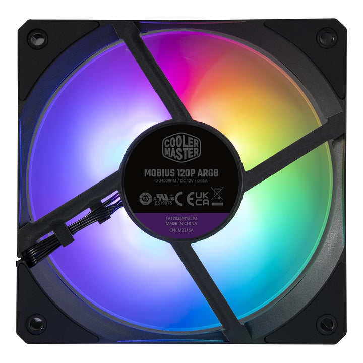 Cooler Master Mobius 120P ARGB Gehäuselüfter – 120mm ARGB-Lüfter mit Ring Blade Design (PWM), ultra-
