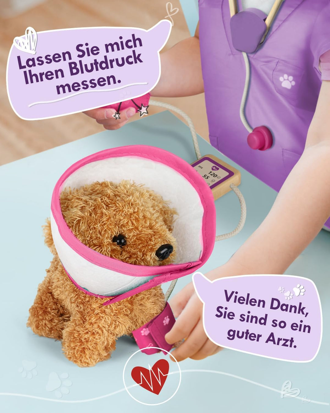 Arztkoffer Kinder Holz, Tierarzt Spielzeug Kinder, Doktorkoffer mit Kleidung und Hut, Arztkoffer Rol