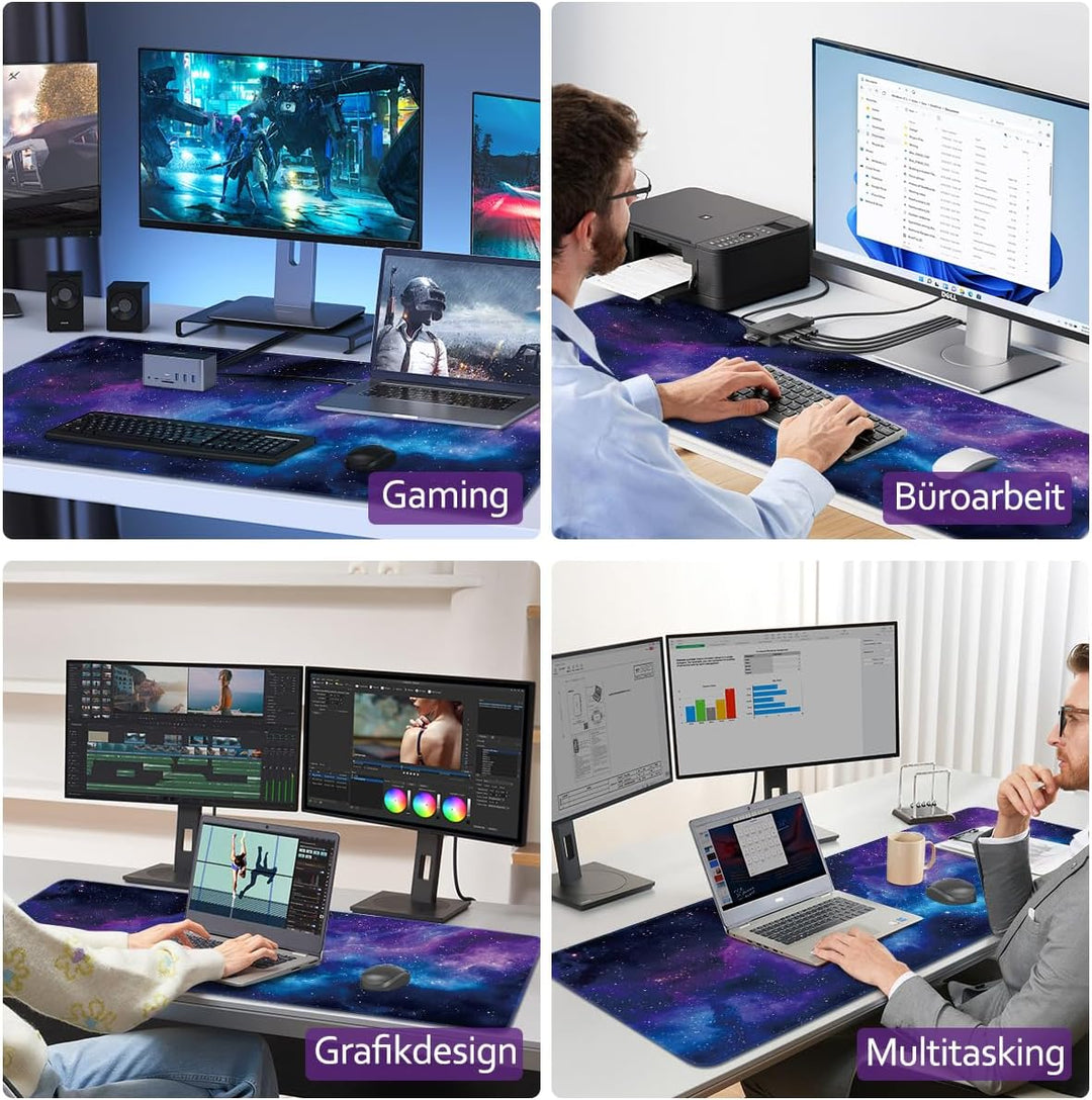 Zindoo XXL Gaming Mauspad 900 x 400 mm mit Galaxie Motiv, Galaxie Motiv