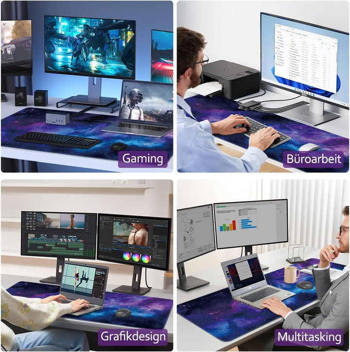 Zindoo XXL Gaming Mauspad 900 x 400 mm mit Galaxie Motiv, Galaxie Motiv