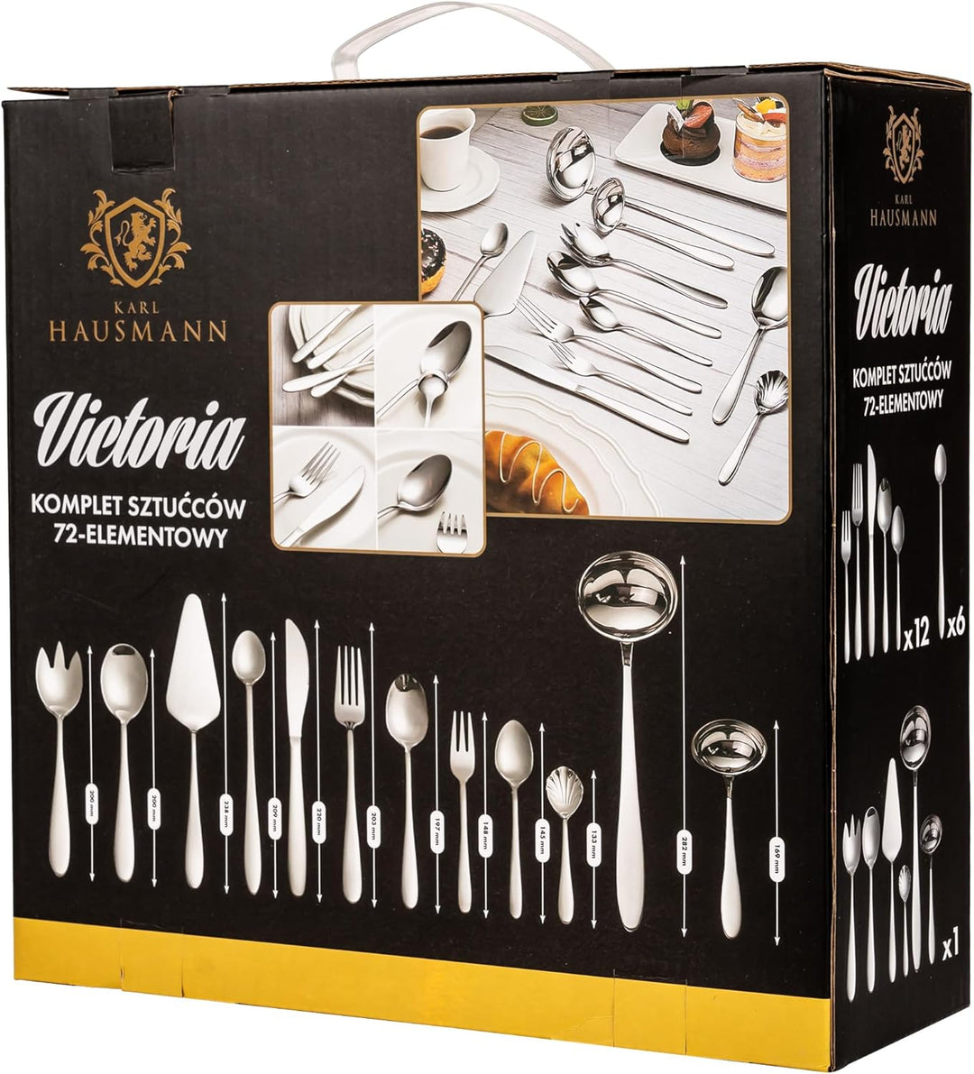 KARL HAUSMANN Besteck Set 12 Personen, 72 teilig Edelstahl Besteckset in Geschenkbox - Essbesteck mi