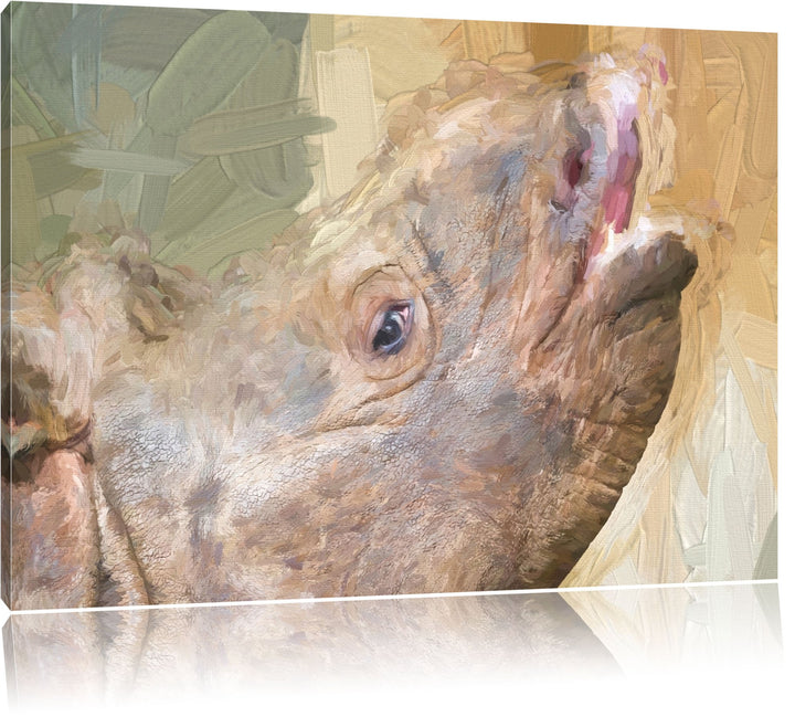 kleines Nashorn Deluxe Format: 100x70 cm auf Leinwand, XXL riesige Bilder fertig gerahmt mit Keilrah
