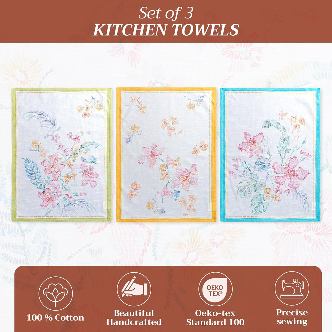 Maison d' Hermine Küchenhandtuch, 100% Baumwolle Set von 3, schnelle chemische Reinigung, Geschirrtu