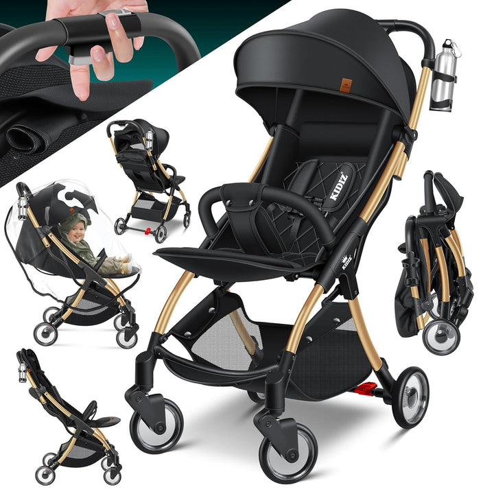 KIDIZ® Kinderwagen Premium Kinderbuggy klappbar Liegebuggy Sportwagen Faltbar 360°Räder 5-Punkt Gurt