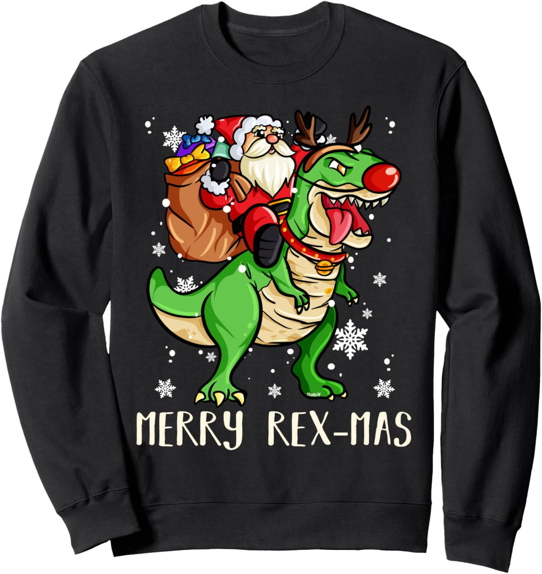 Merry Rex-Mas Weihnachtsmann reitet Rentier T-Rex Dino Sweatshirt