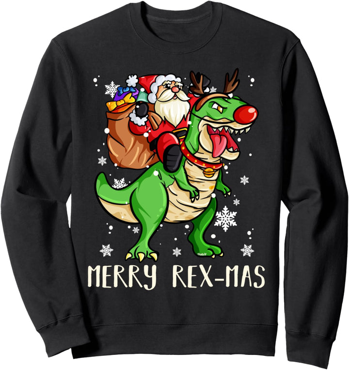 Merry Rex-Mas Weihnachtsmann reitet Rentier T-Rex Dino Sweatshirt