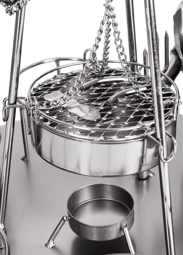 BRUBAKER Flaschenhalter Grillmeister mit Schwenkgrill Metall Skulptur mit