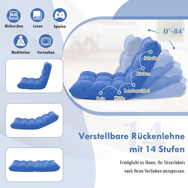 RELAX4LIFE Bodenstuhl Faltbar, Lazy Sofa, Meditationsstuhl, Bodensessel mit Verstellbarer Lehne, für