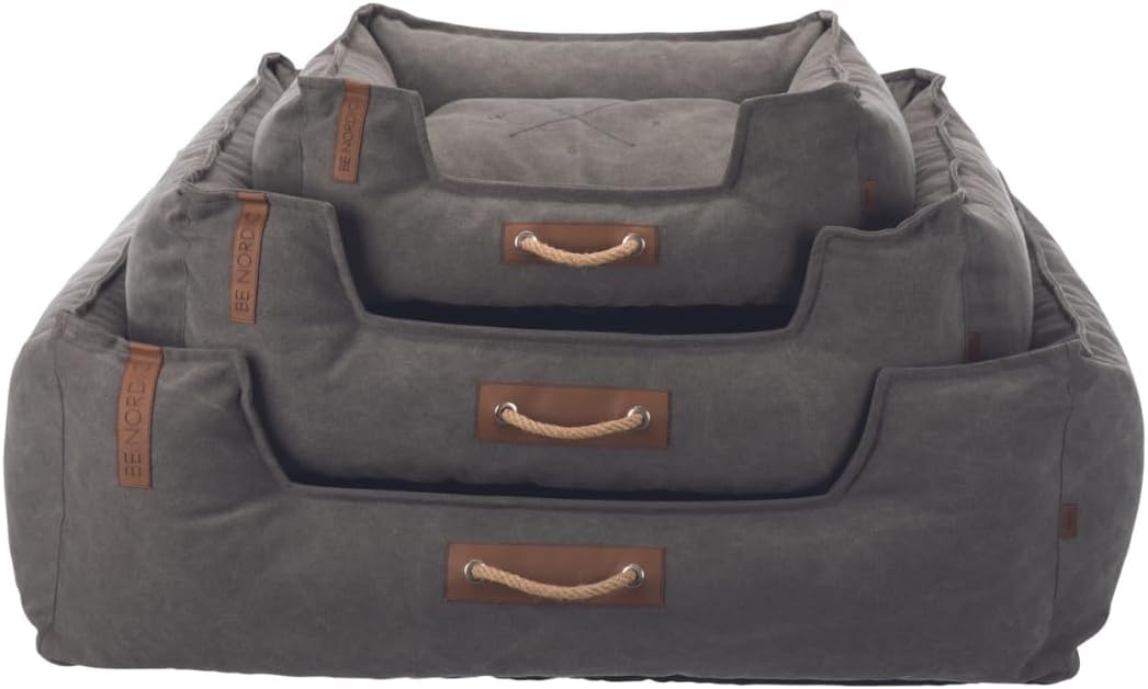 TRIXIE Hundebett BE Nordic Föhr 60x50 cm in dunkelgrau – eckiger Hundekorb für kleine & grosse Hunde