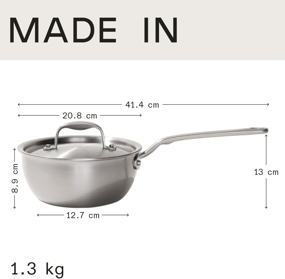Made In Cookware – Saucier-Pfanne aus Edelstahl, 1,89 l – 5-lagige Edelstahlbeschichtung – Professio