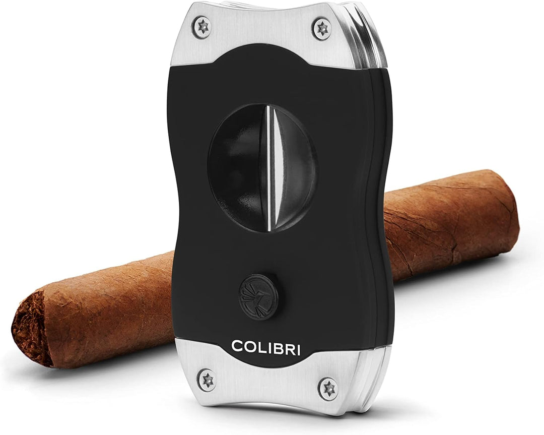 Colibri V-Cut Zigarrenschneider | Schwarz Mit chromakzenten | Federauslöser | Tiefer 7mm V-Schnitt |