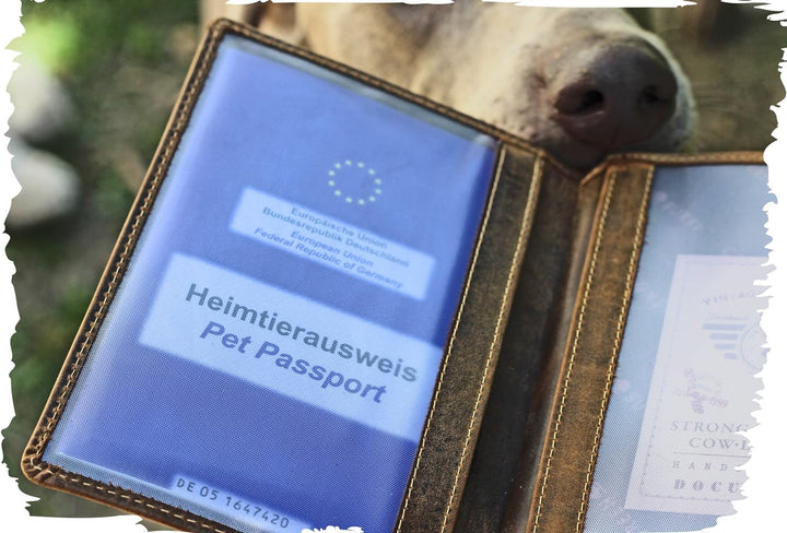 Greenburry Ausweismäppchen Impfbuchhülle mit Hund Motiv Hovawart I Leder, Hovawart