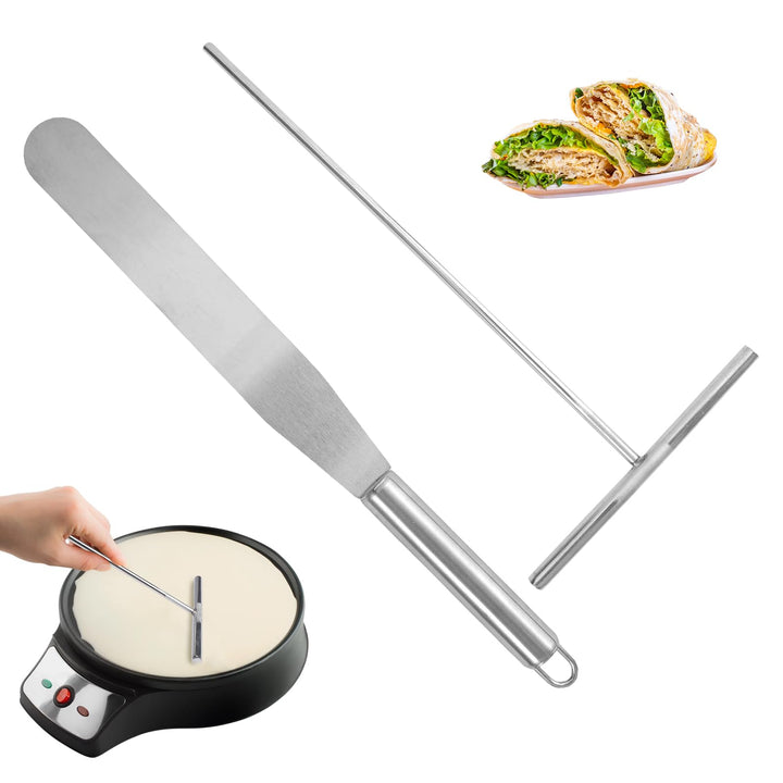 2 Stück Crepes Verteiler Spatel, Edelstahl Teigverteiler Crepe Spatel, Crepes Verteiler und Wender S