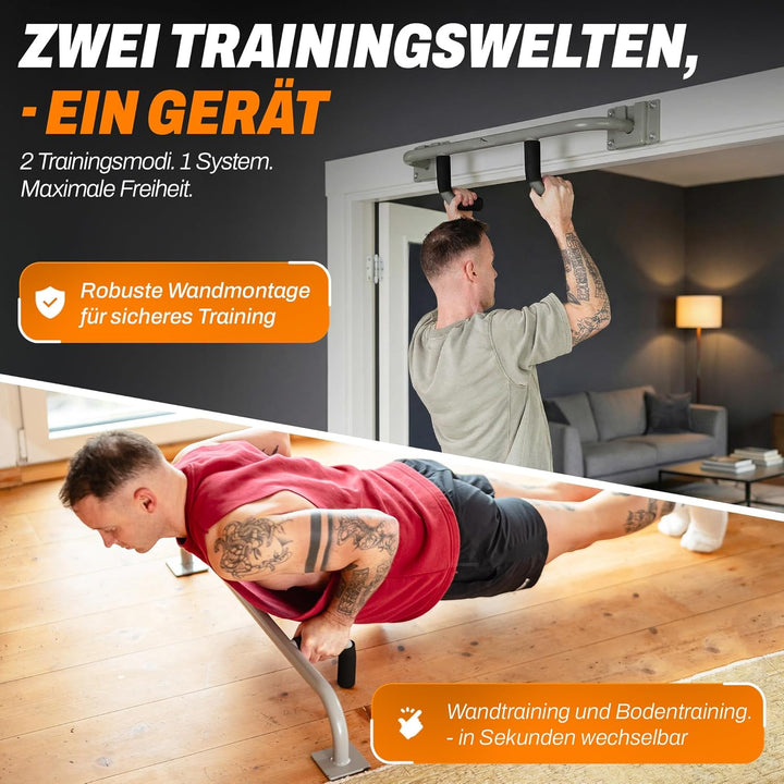 DuoBar Klimmzugstange [Wandmontage Abnehmbar] Calisthenics Equipment Homegym für Zuhause Pull Up Bar