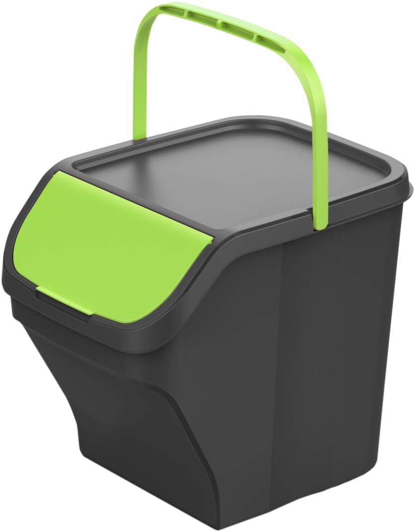 Gardissimo Stack Mülleimer Set, 3 Fächer, 3 x 25 Liter | Küche Stapelbox, Mülltonnenbox 3er, Mit Dec