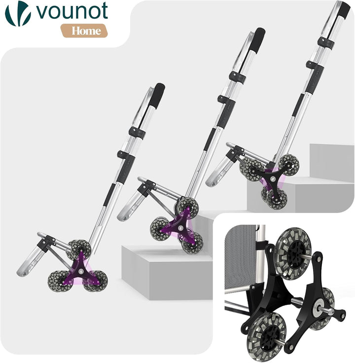 VOUNOT® Aluminium Einkaufstrolley Treppensteiger, 3 in 1 Trolly Einkaufswagen Klappbar, Hackenporsch