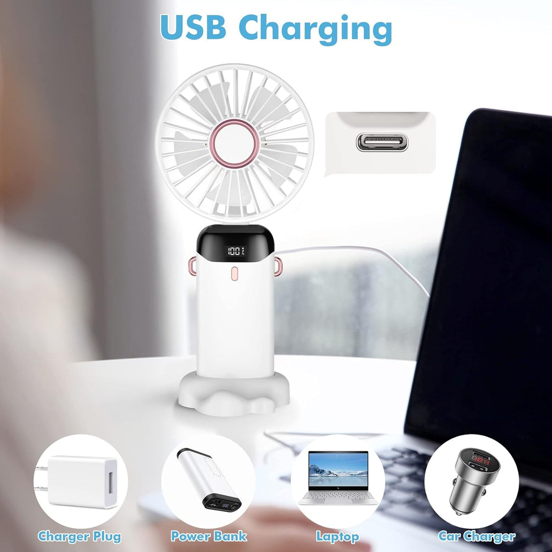 Rafada Handventilator, Tragbarer Mini Ventilator, Wiederaufladbar, Kleiner Taschenventilator Mit 5 G