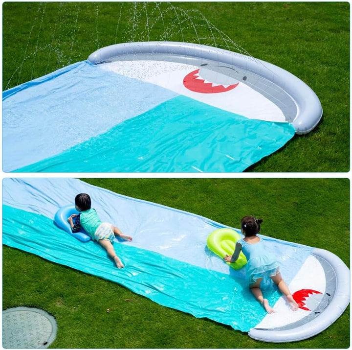 Wasserrutsche Kinder Draussen, 550x145cm Doppel Wasserrutschmatte, Wasserrutsche Garten für Kinder m