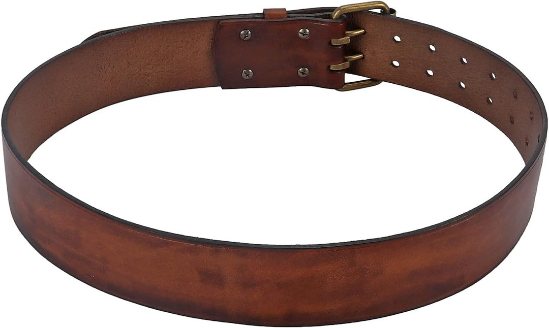 TOURBON Deluxe Rindsleder Gürtel für DIY Werkstatt Werkzeugtasche Western Cowboy Herren Gurt M (Brau