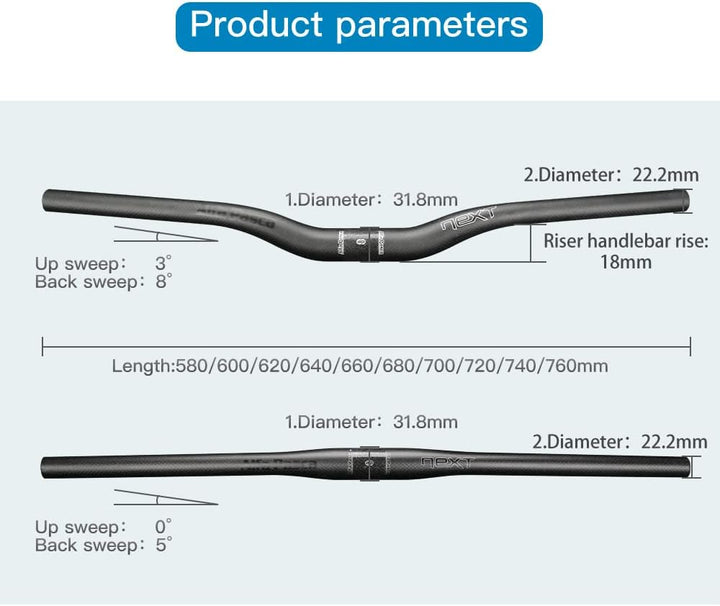 Alfa Pasca Carbon Mountain Fahrrad Lenker Ebene Steigleitung MTB Fahrrad Lenker Rot/Schwarz 3K Matt/