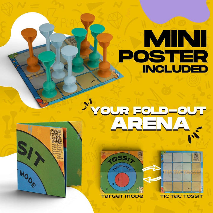 TOSSIT Mini Darts, Saugnapf-Dartspiel, Pétanque Indoor Outdoor für Wand und Boden, Robustes Silikon,