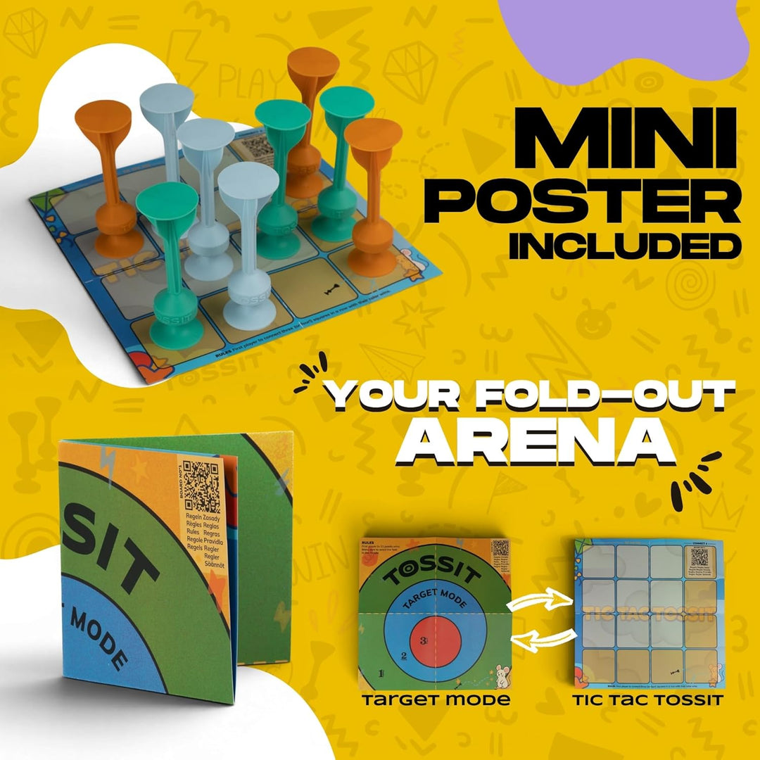 TOSSIT Mini Darts, Saugnapf-Dartspiel, Pétanque Indoor Outdoor für Wand und Boden, Robustes Silikon,