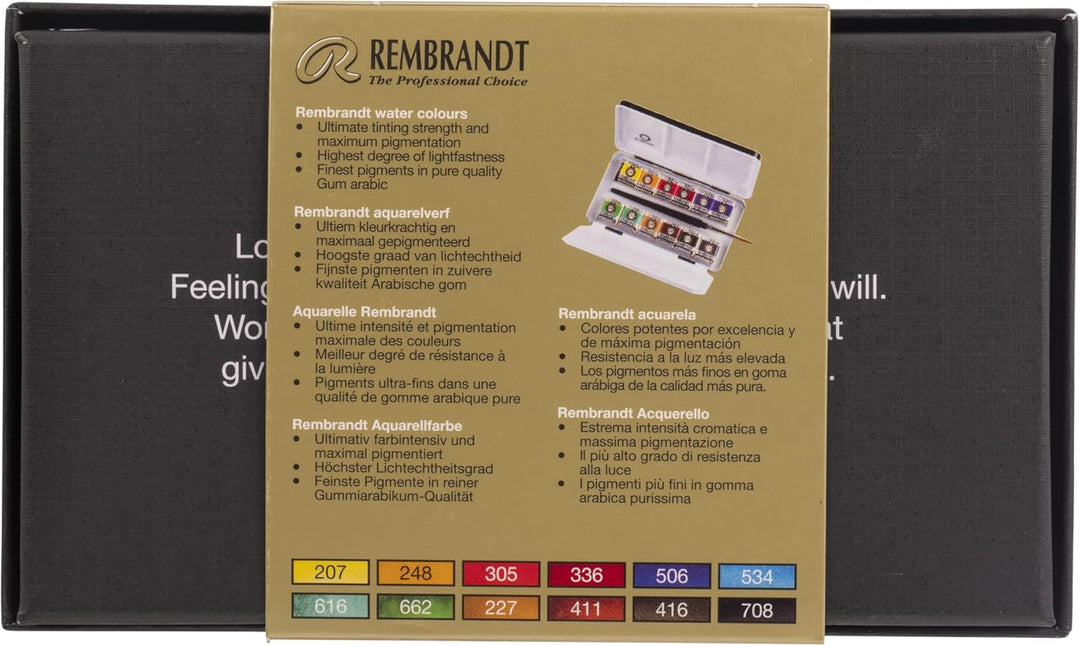REMBRANDT TABLET WASSERLACK SET 12 FARBEN (METALLKASTEN)