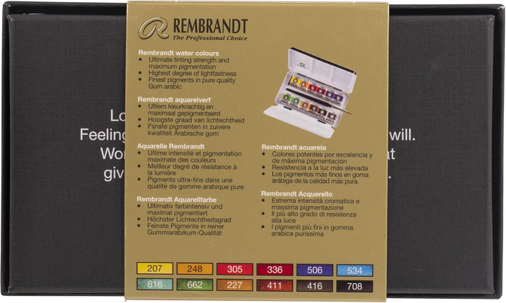 REMBRANDT TABLET WASSERLACK SET 12 FARBEN (METALLKASTEN)