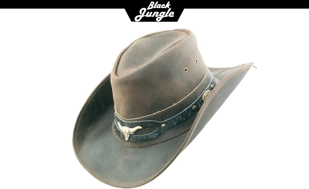 Black Jungle Ontario Outdoor Western Lederhut Australien Cowboy Lederhüte Reiterhut Unisex, Braun